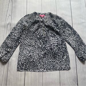 Lilly Pulitzer Black & White Elsa Silk Blouse Size XXS